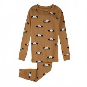 NEW PETIT LEM boy's cotton police car pajama set in brown